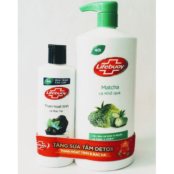 Sữa tắm Lifebouy Matcha khổ qua 833ml tặng sữa tắm than hoạt tính