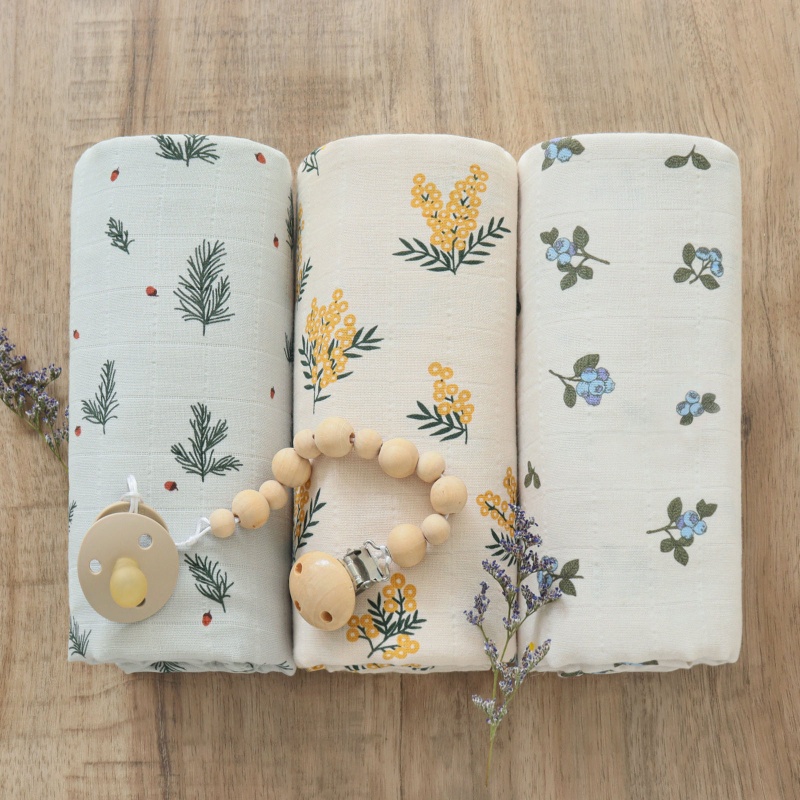 Chăn Quấn Em Bé Bằng Cotton Hữu Cơ In Họa Tiết Hoa Lá Phong Cách Hồi Giáo