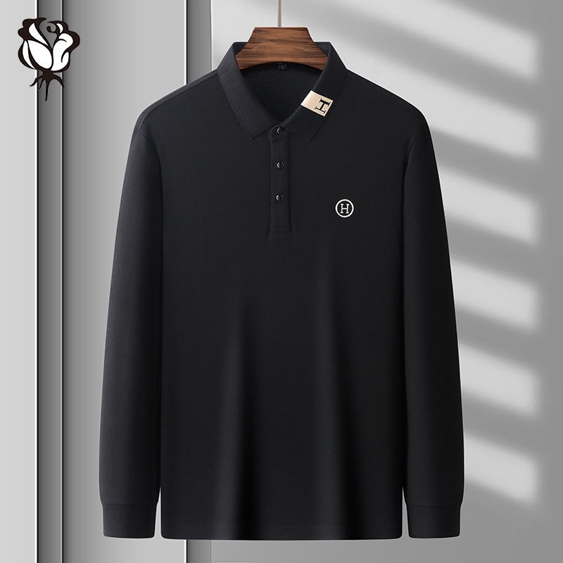 [5 Màu] Vận chuyển nhanh Áo thun nam Thêu dài tay Áo thun cotton ve áo Polo Thanh niên Hàng đầu giản dị | BigBuy360 - bigbuy360.vn