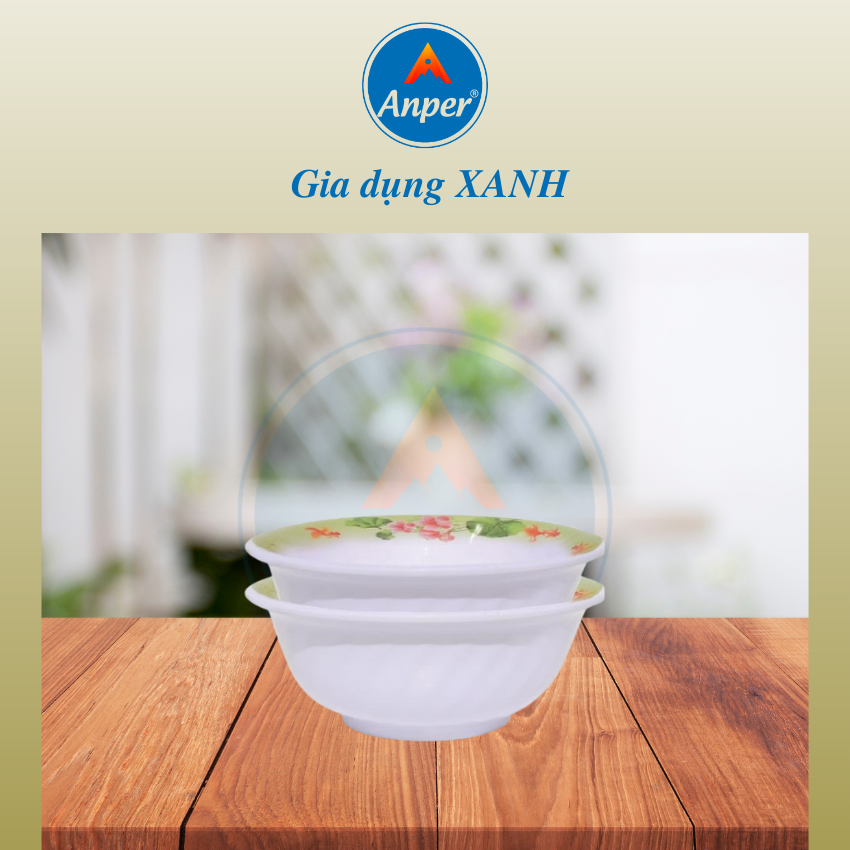 Bộ 3 Bát Tô Sâu Size 8 (20.2cm) Anper Nhựa Kiểu Nhật Hàn Cứng Cao Cấp An Toàn Sang Trọng, Dùng Gia Đình Và Nhà Hàng