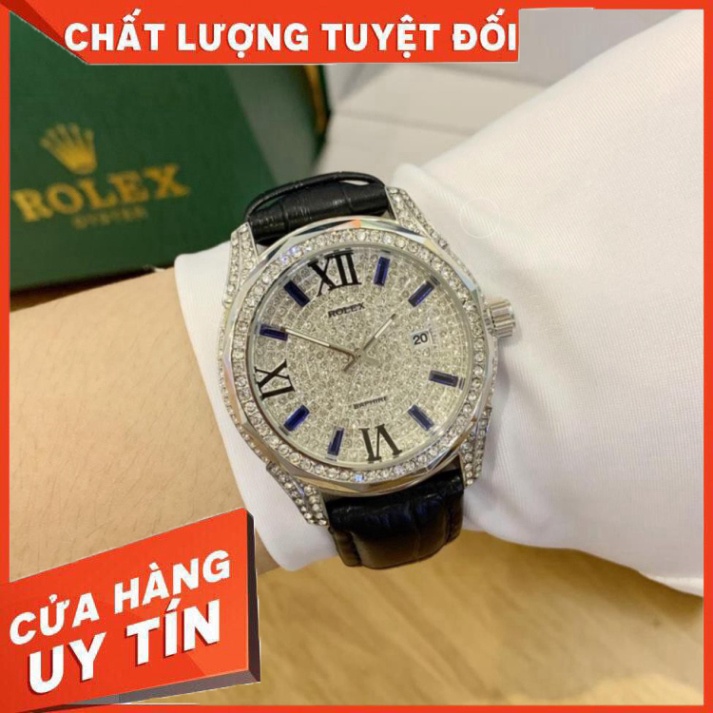 Đồng hồ nam Rolex đính đá dây da cao cấp bảo hành 12 tháng DH515 shop813 - Hàng nhập khẩu