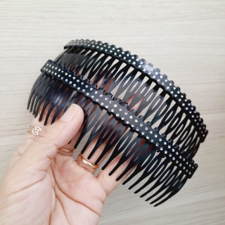 Lược cài tóc nhựa mềm đính hạt 2 hàng