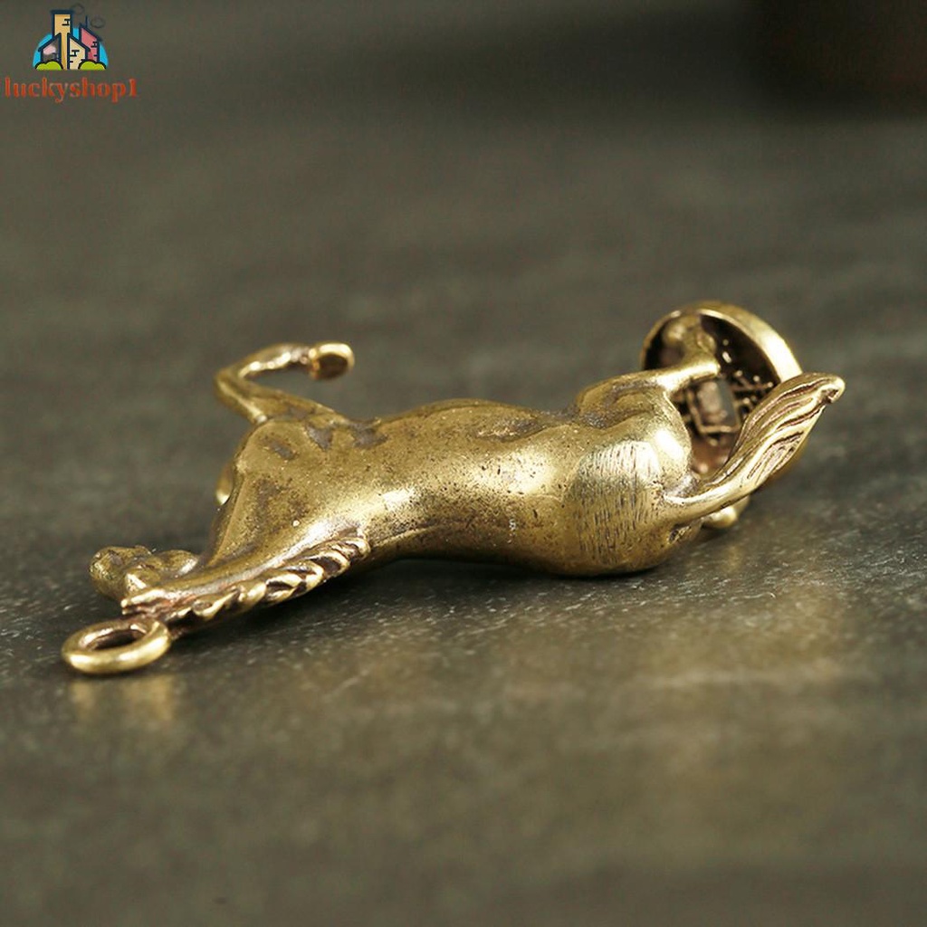 Mini Vintage Brass Portable Horse Pendant Home Office Decor Ornament 100% brand new and high quality