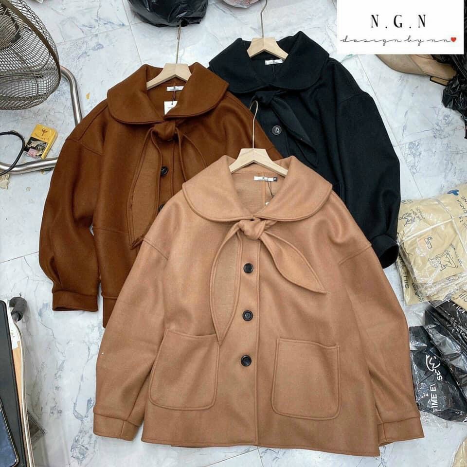Áo khoác dạ cổ nơ hot trend | BigBuy360 - bigbuy360.vn