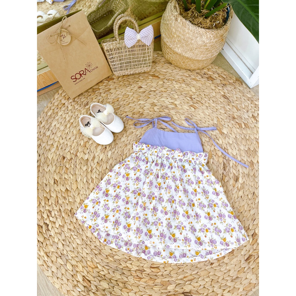 Đầm 2 Dây Đan Chéo Họa Tiết Nhiều Màu Sắc Cho Bé Gái 9kg-46kg SoraChan - M103,M104,M105