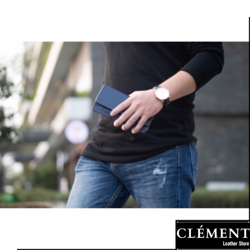 Ví điện thoại da nam cao cấp, bóp ví nam da bò thật Clément – CM010 – BH 12 tháng