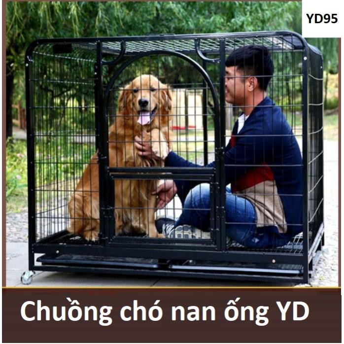 Chuồng chó nan ống YD có bánh xe YD60 YD80 YD95 Chuồng lồng chó mèo lớn đến 50kg