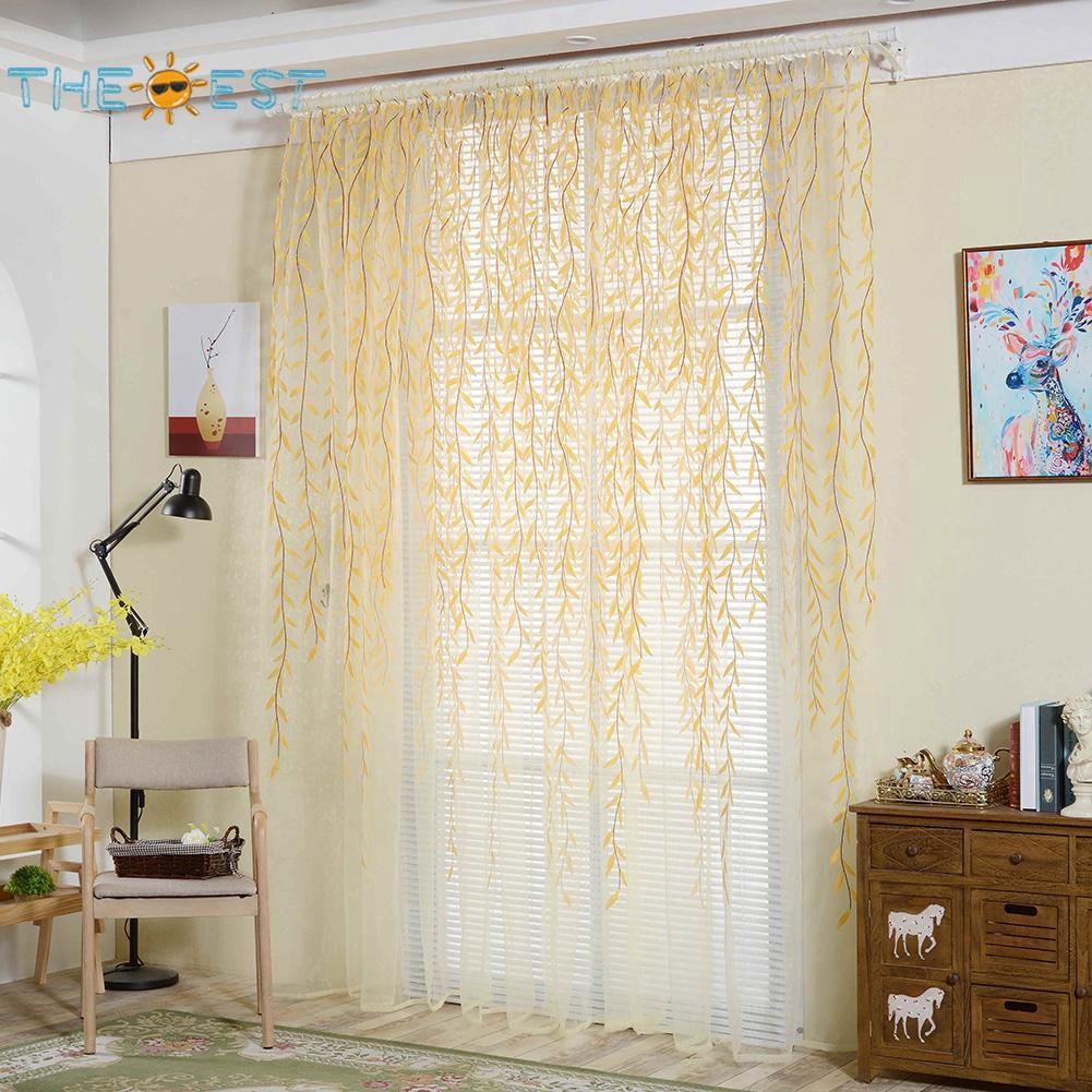 Rèm Cửa Vải Voan Họa Tiết Hoa 270x100cm