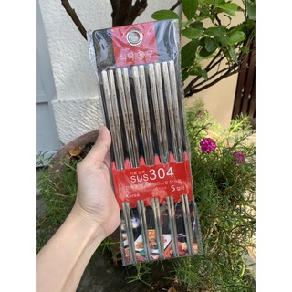 Mua 5 đôi đũa inox cán vuông hàng dày nặng tay