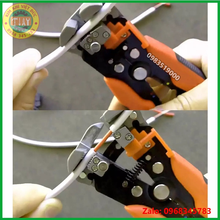 Kìm tuốt dây điện, bấm cos đa năng, tự động Asaki AK-0339