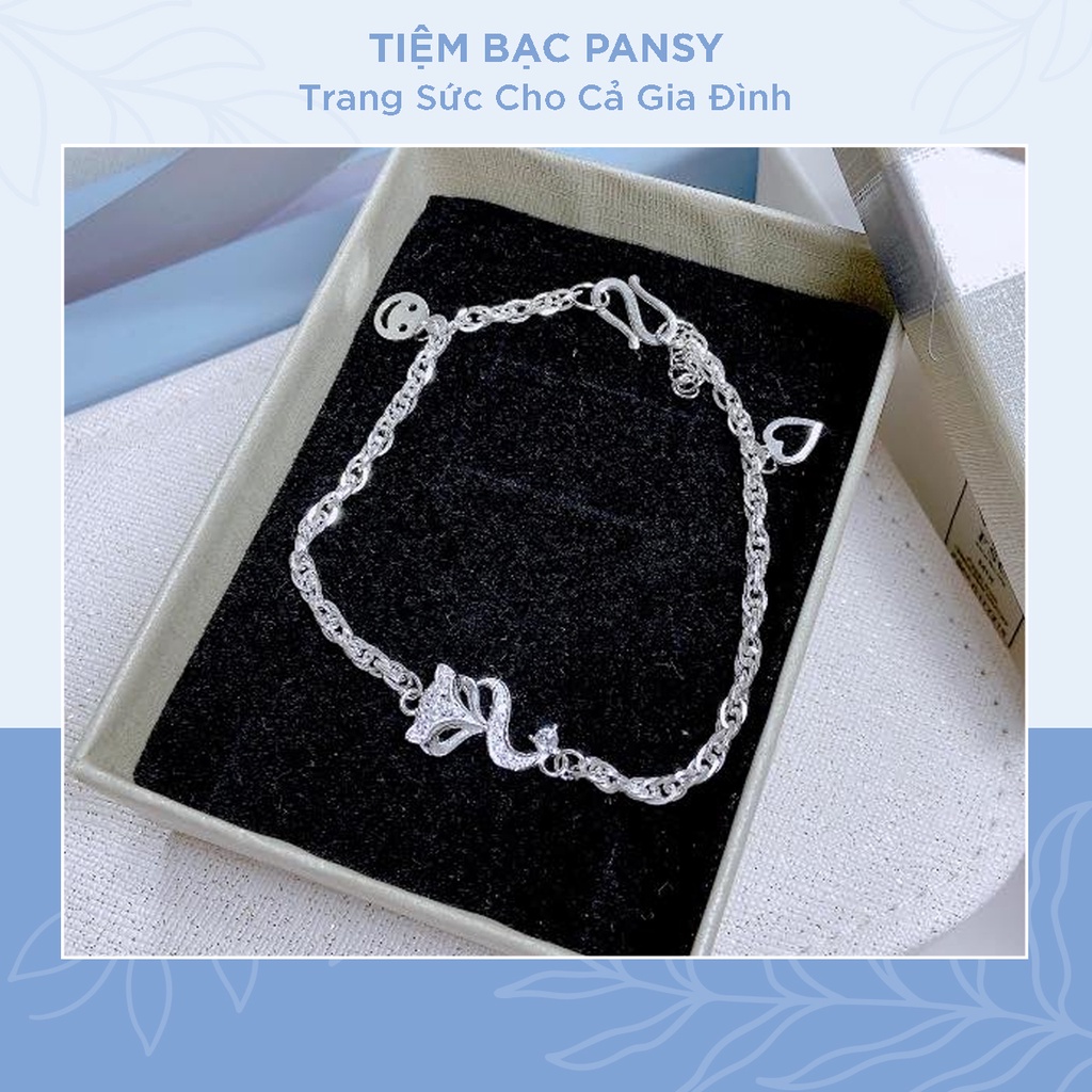 Vòng lắc tay bạc ta PANSY thiết kế hồ ly đính đá sang trọng