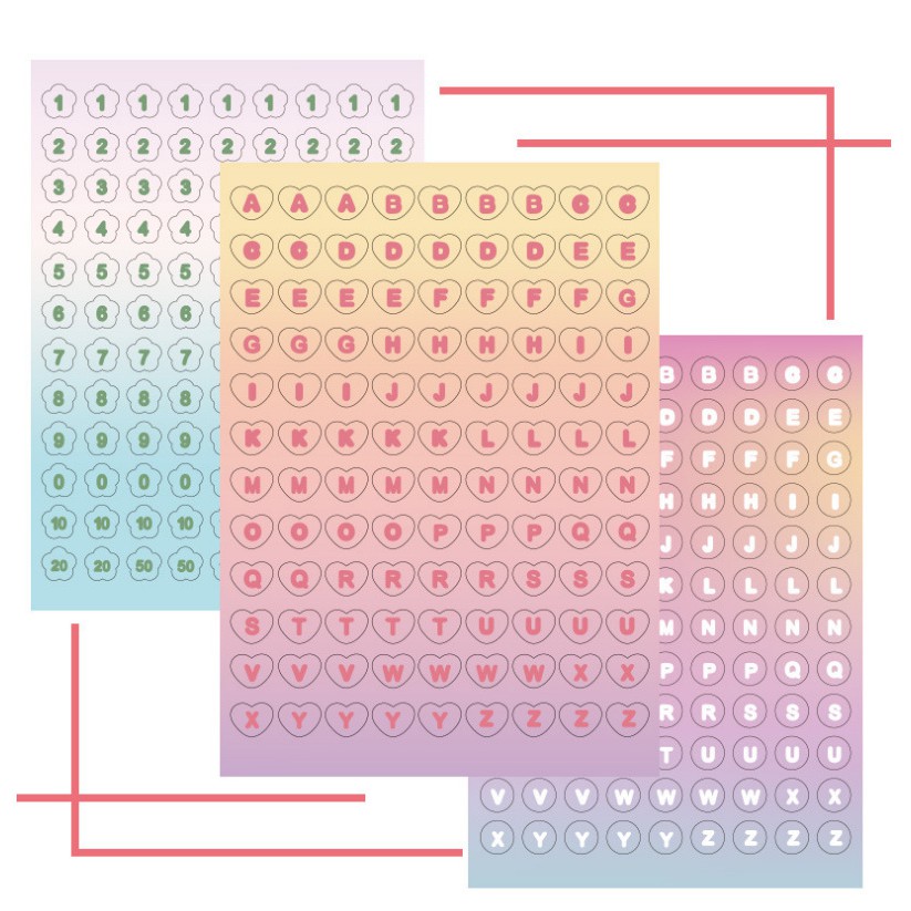 Set 3 miếng dán trang trí hình bảng chữ cái C121