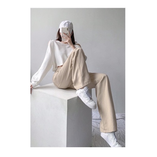 Quần kaki jeans màu be phong cách Hàn Quốc SALYN QJ05