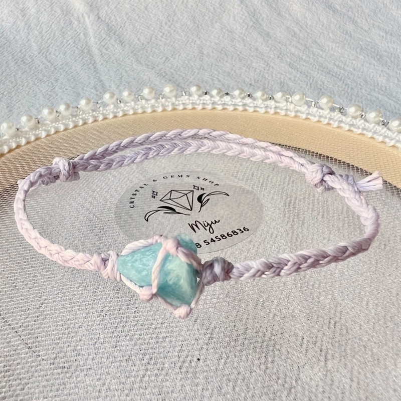Vòng tay handmade đá thô Aquamarine  tự nhiên