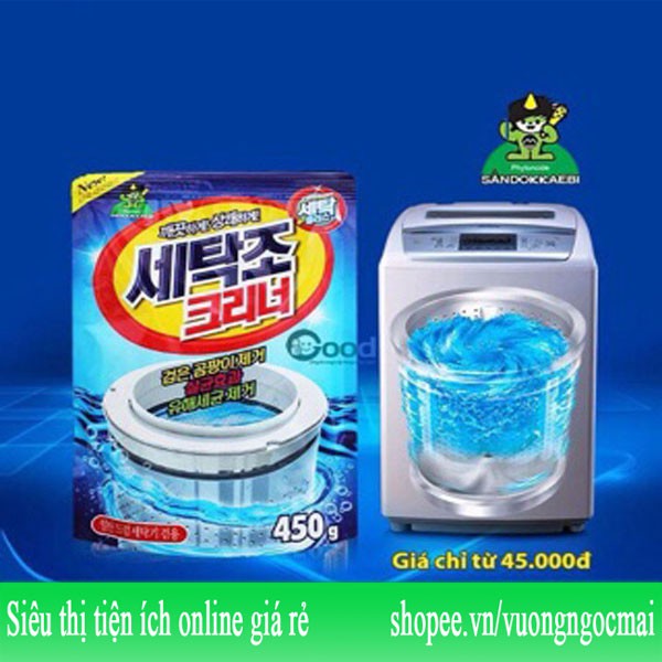 Bột vệ sinh tẩy lồng máy giặt Hàn Quốc 450gram Sandokkaebi