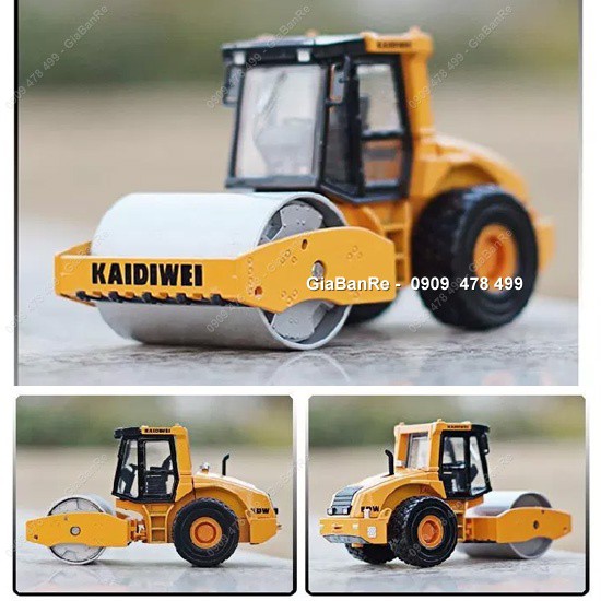 Mô Hình Xe Sắt Xe Lu Công Trình Trục Sắt 2 Bánh Hơi Tỉ Lệ 1:50 - Kdw - Vàng - 9930