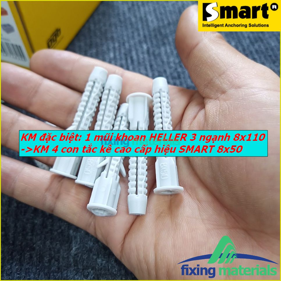 KM đặc biệt: Mũi khoan HELLER 3 ngạnh 8x110 tặng 4 con tắc kê cao cấp M8x50 hiệu SMART, nhập khẩu EU