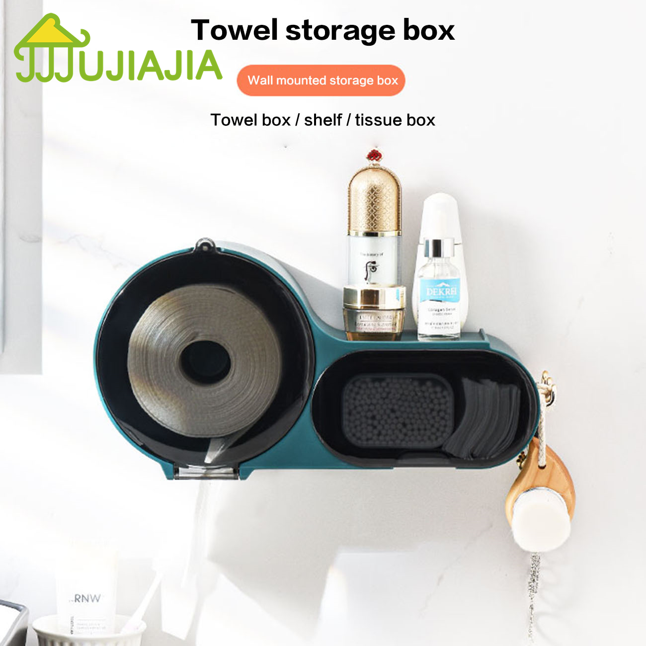 JUJIAJIA Wall-Mounted Free Punch Waterproof Multifunctional Disposable Wash Towel Storage Rack