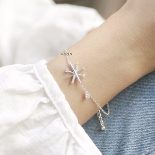Lắc tay hoa tuyết nối 1 đá vuông lann s925 lann b087