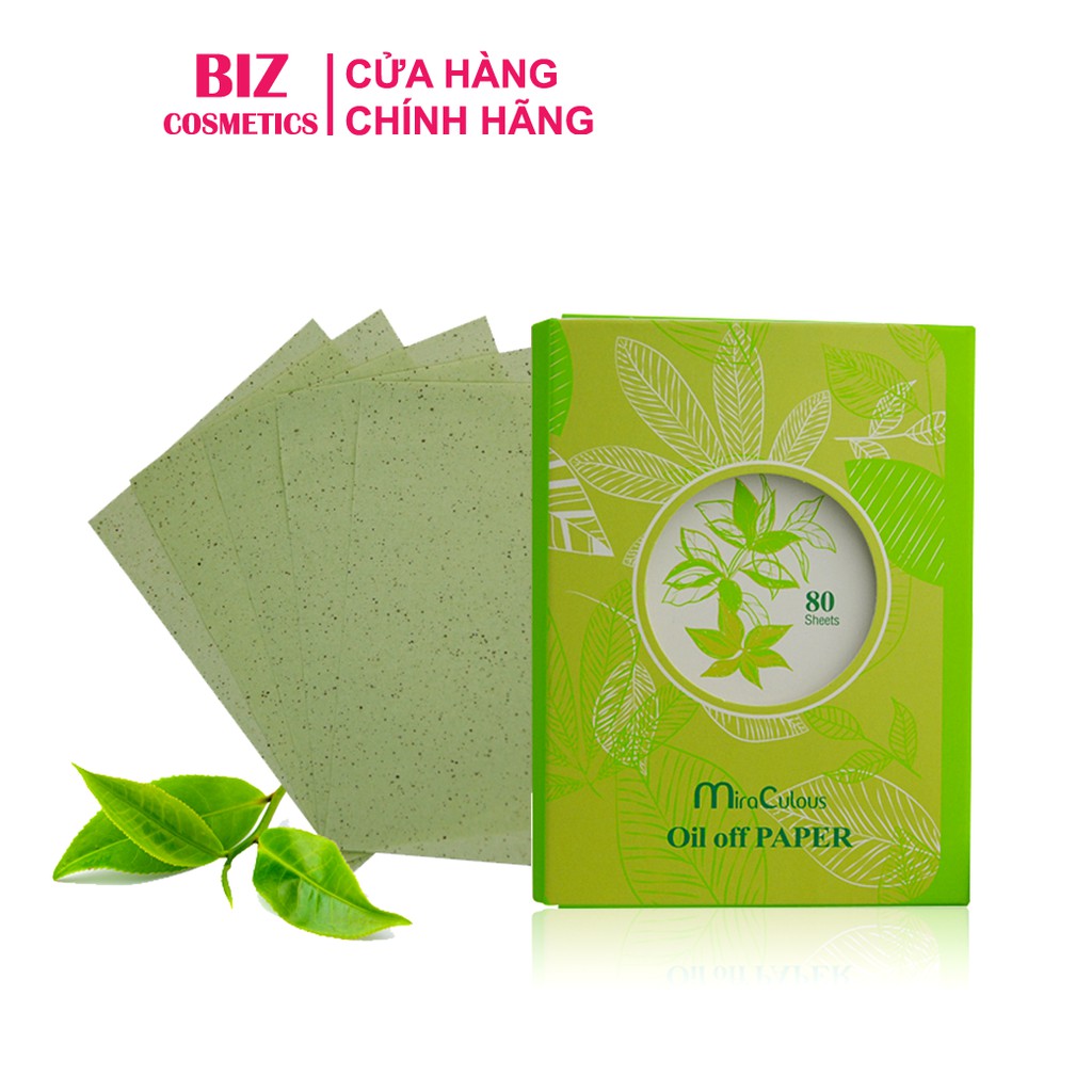 Giấy thấm dầu tinh chất trà xanh Mira Culous Oil Off Paper hàng chính hãng Hàn Quốc 80 tờ