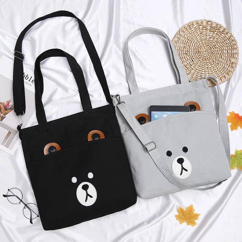 (MẪU 12)Túi Đeo Chéo Vải Bố Hình Gấu Store4girls