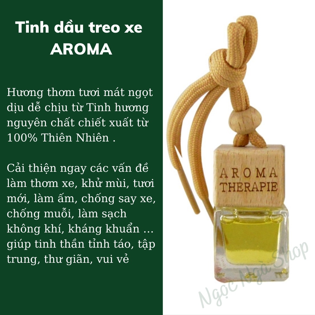 [1 Bộ] Tinh dầu treo xe hơi AROMA [1 chai treo + 1 lọ tinh dầu 15ml] – Giúp khử mùi xăng, chống say xe &amp; tạo hương thơm