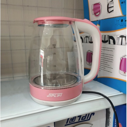 Ấm Siêu Tốc Thủy Tinh Jiplai Thái Lan có đèn- Ấm Đun Siêu Tốc Mini Inox