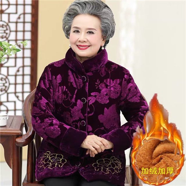 Sẵn [Hàng cao cấp] - Áo len cho người già, Áo khoác nhung cực ấm cho bà, Áo khoác len cho mẹ lót nhung cao cấp | BigBuy360 - bigbuy360.vn