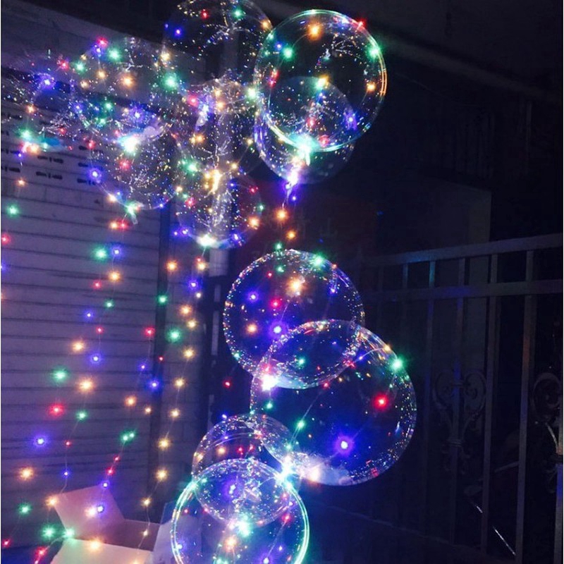 Bong bóng dạ quang 18 inch trong suốt có đèn LED lãng mạn