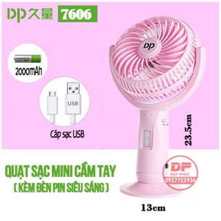 Quạt sạc cầm tay để bàn dp 7606 siêu bền