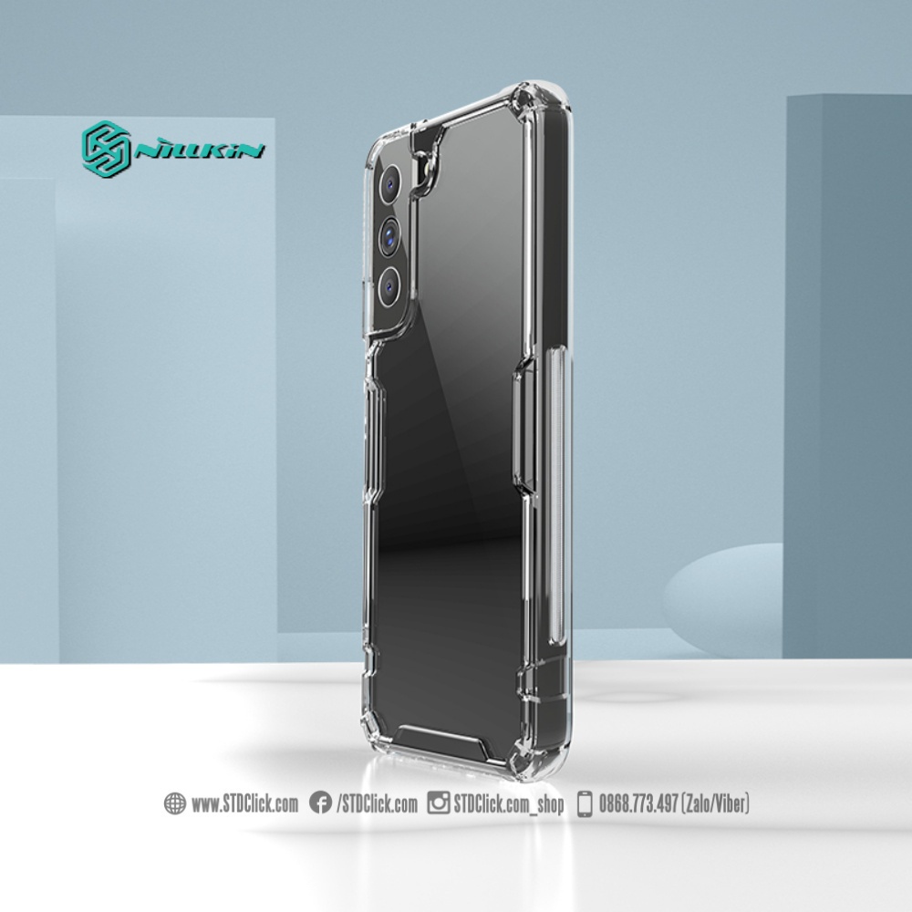 ỐP LƯNG SAMSUNG GALAXY S22 5G NILLKIN NATURE TPU PRO LƯNG KÍNH PC TRONG VIỀN DẺO CHÍNH HÃNG