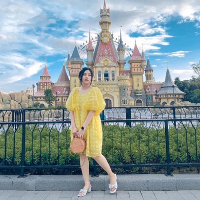 Đầm Babydoll Lụa Tơ Non Tay Phồng Siêu Cưng
