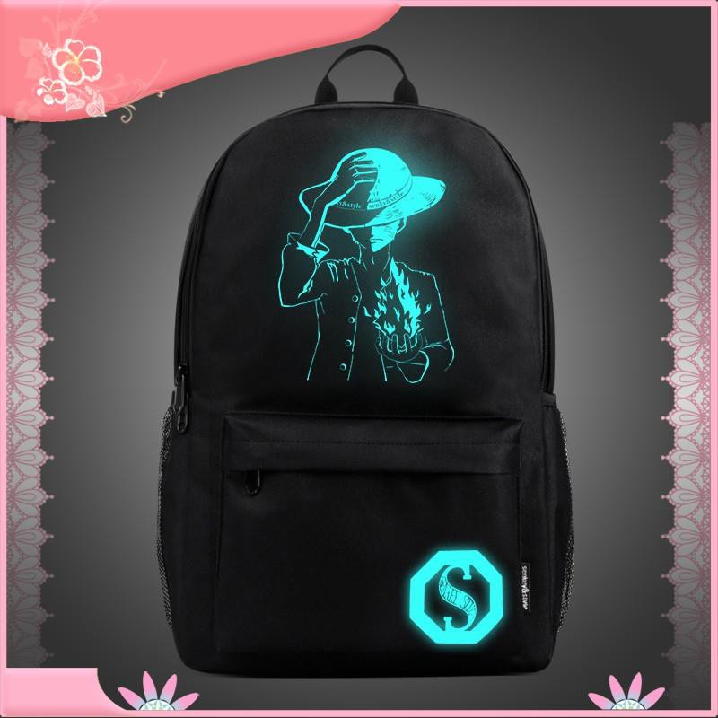 Balo dạ quang phát sáng đựng laptop, sách vở siêu rộng SENKEY mẫu One Piece Luffy