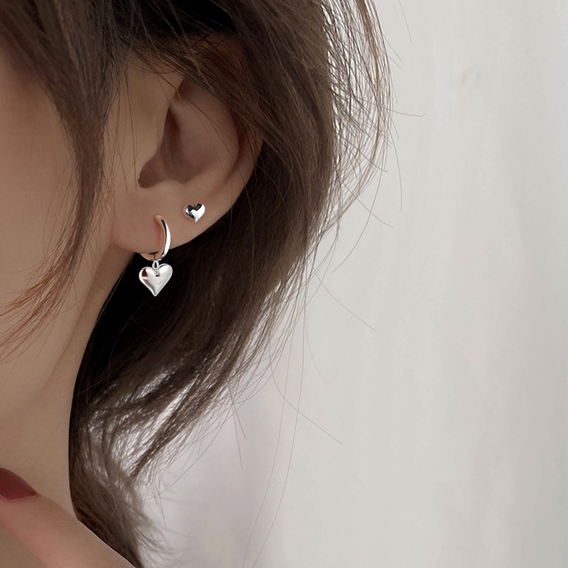 We Flower Đôi bông tai mạ bạc s925 hình trái tim xinh xắn hợp thời trang dành cho nữ