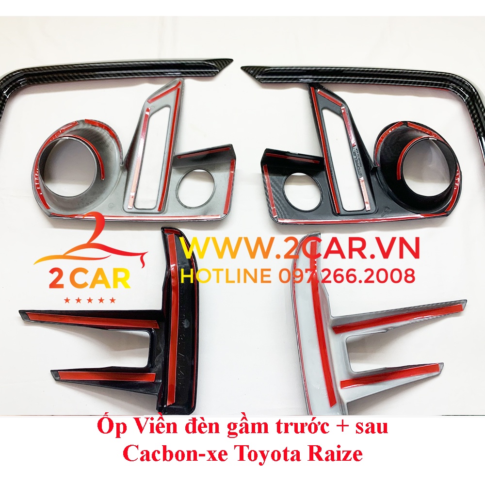 Ốp viền đèn gầm trước, sau CACBON xe Toyota Raize 2021- 2022, Vân Carbon cao cấp