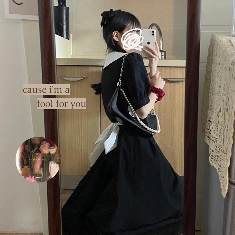 Đầm Perty midi thời trang mùa hè phong cách Hàn Quốc cổ điển cho nữ