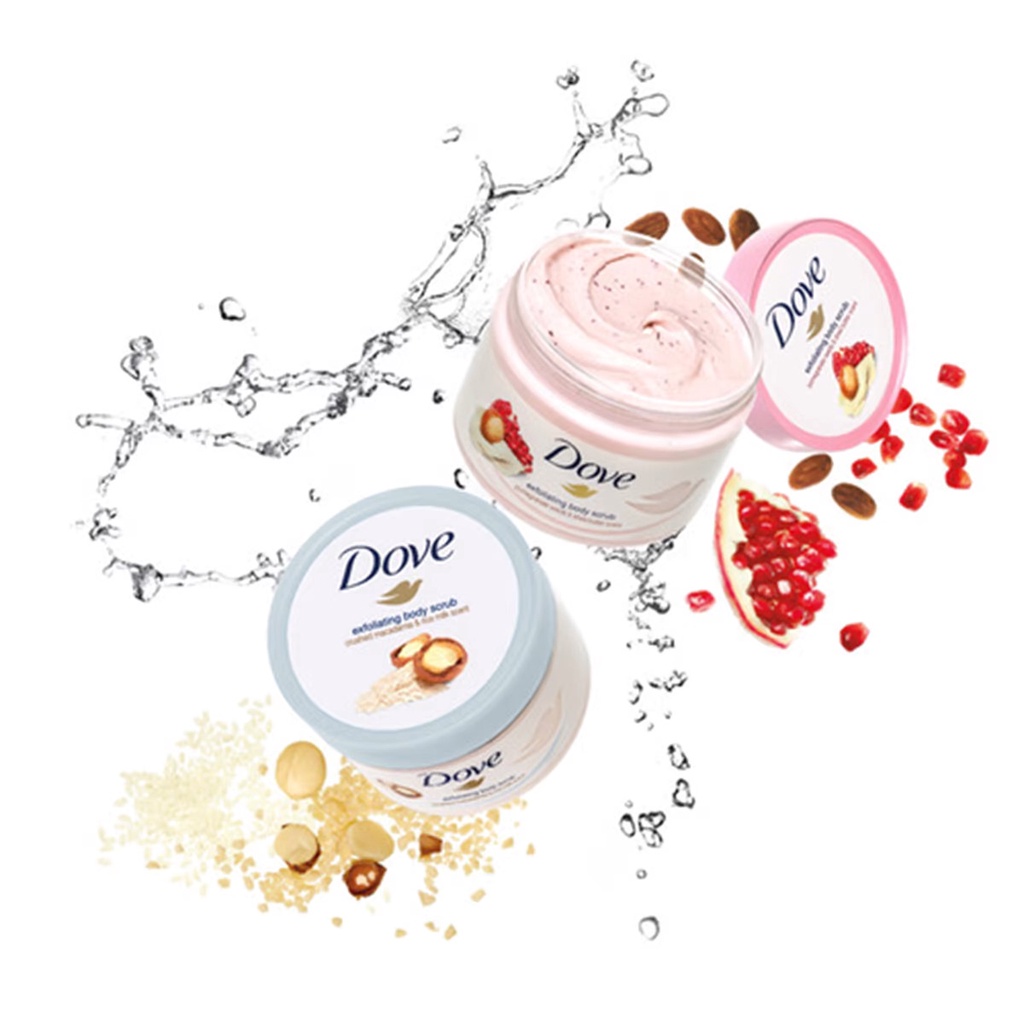 Tẩy da chết body Dove Exfoliating Body Polish bản Mỹ dưỡng ẩm trắng da Linh Giang chính hãng