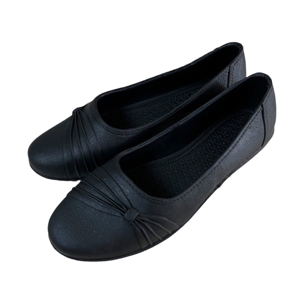 Giày búp bê nhựa dẻo nữ đi mưa đi làm cao 2.5cm cao su êm chân chống trơn trượt siêu bền Maipy G058- Đen