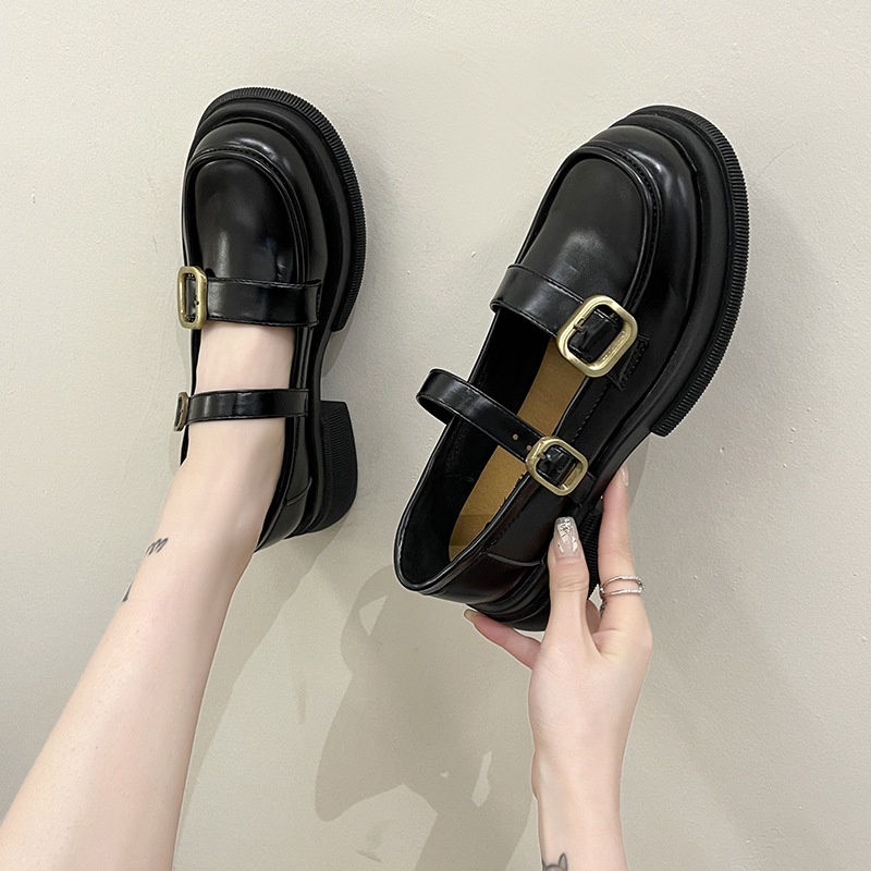 Giày da bít mũi IELGY phong cách retro Anh Quốc thời trang cho nữ