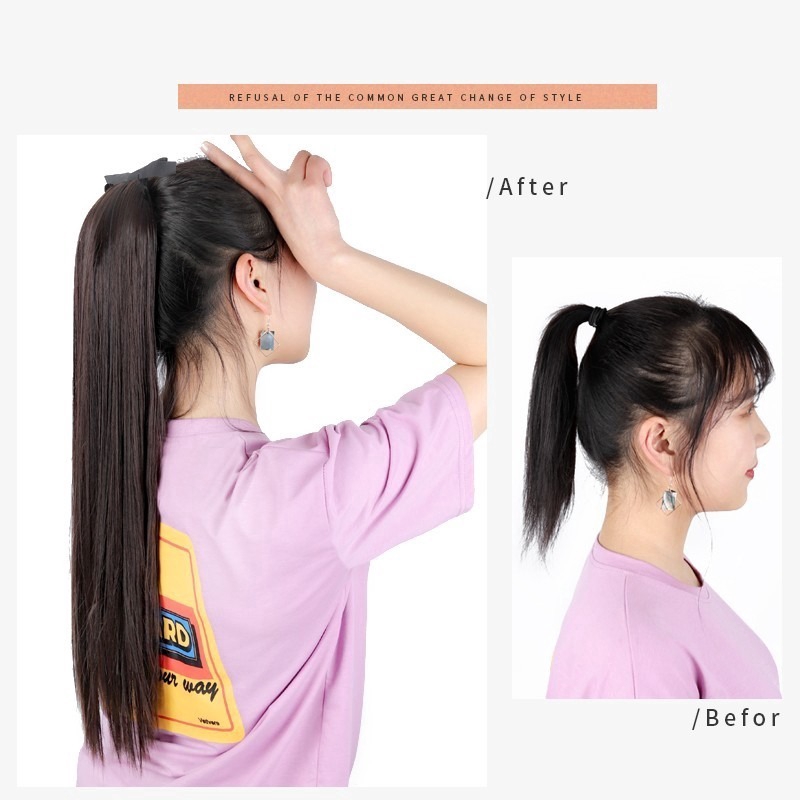 Tóc giả đuôi ngựa thẳng dài 4 màu sắc tùy chọn thời trang