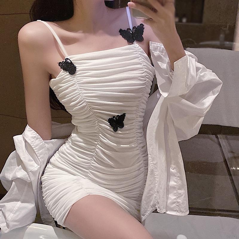 Đầm Sát Nách Hoạ Tiết Bướm Phong Cách Hàn Quốc Quyến Rũ Cho Nữ