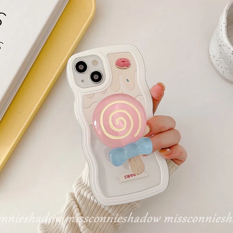 MissConnie Ốp Điện Thoại Có Giá Đỡ Hình Kẹo Mút Hoạt Hình 3D Cho iPhone 14 + 11 14 12 13 Pro MAX 7 8 6 6s + X XR XS MAX SE 2020