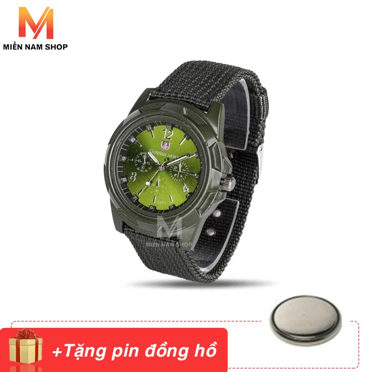 Đồng hồ nam Swiss Army dây dù, 3 kim, phong cách quân đội tặng pin dự phòng