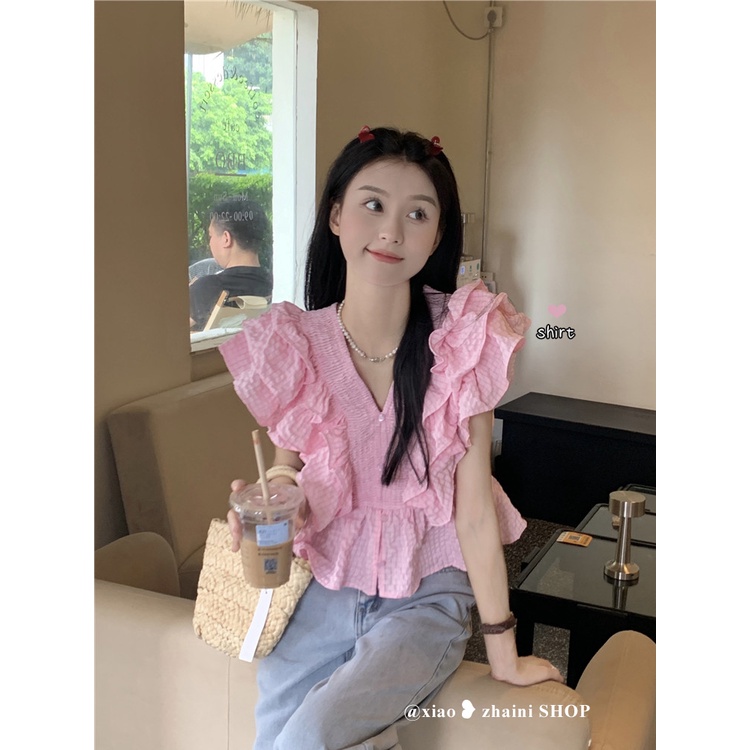 Áo Sơ Mi Cổ Chữ v Phong Cách Hàn Quốc Dành Cho Nữ