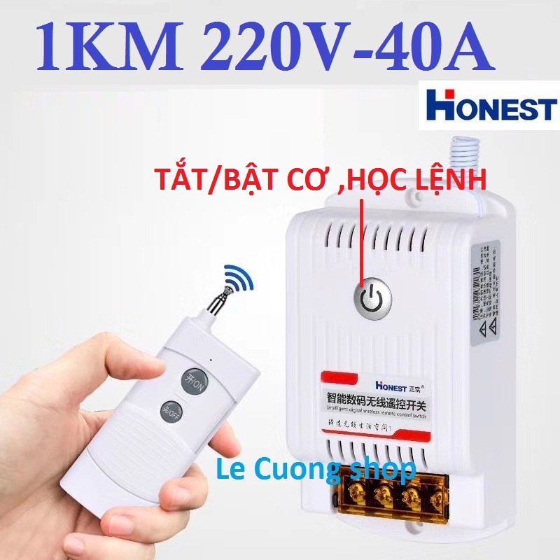 (CÓ HỌC LỆNH) Công tắc điều khiển từ xa Honest HT-6220KGD,công suất lớn 220v 40A 1000m dùng cho máy bơm ,moto điện.