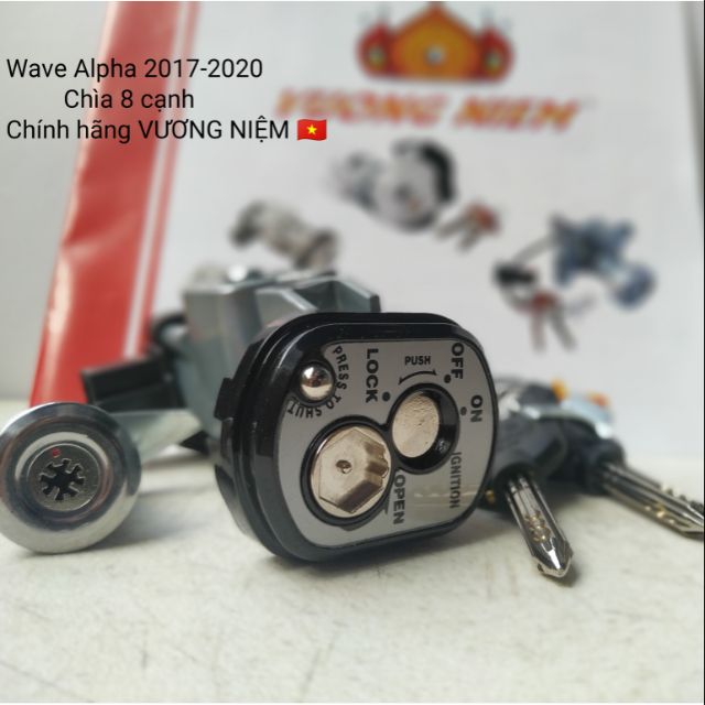 Trọn bộ Khóa máy xe Wave Alpha 2017-2020 + khóa yên chìa 8 cạnh chống trộm cao cấp chính hãng VƯƠNG NIỆM