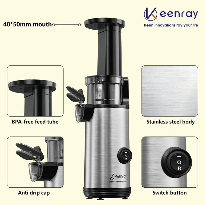 Máy ép trái cây tốc độ chậm cầm tay Keenray EL10 - ép nguyên chất 97% - Chất liệu: Tritan,ABS,Inox 304 - Bảo hành 1 năm