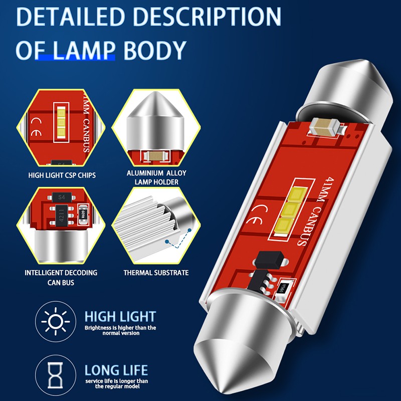 Đèn LED KEVANLY C5W 12-24V 31/36/39/41MM công suất cao dùng gắn biển số xe ô tô