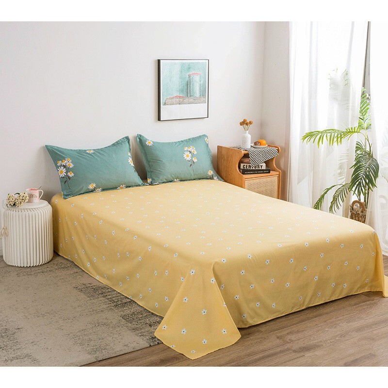 Bộ Chăn Ga Gối 4 món Cotton Poly nhập khẩu HASUKO mẫu cúc họa mi drap giường đủ mọi kích thước