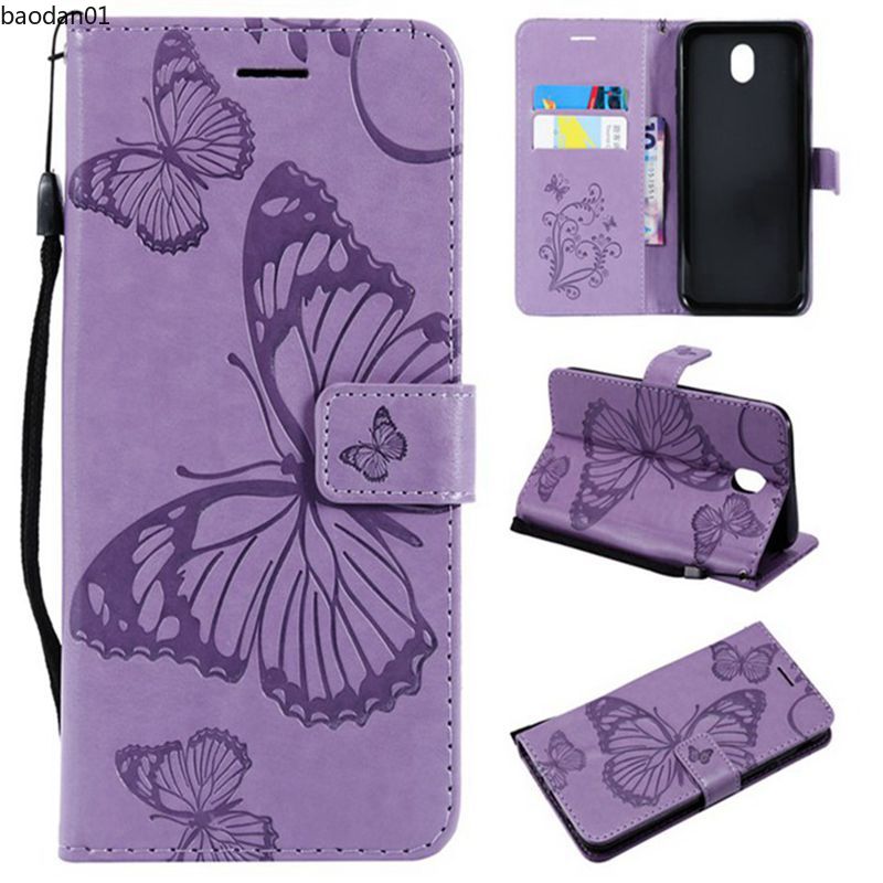 Ốp điện thoại da nắp gập có ngăn đựng thẻ hình bướm cho Samsung Galaxy A31 A21S A11 Note10lite S10Lite A81 A91